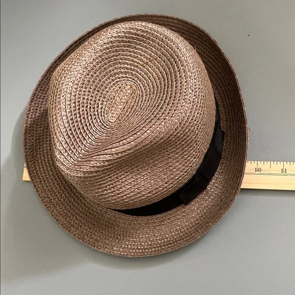 Straw Fedora with Black Band Hat - Picture 6 of 7